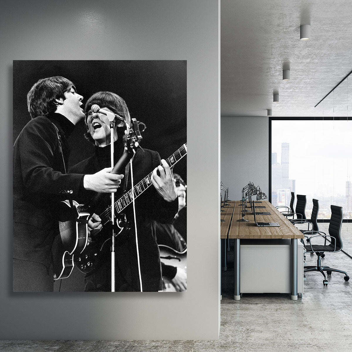 Paul McCartney and George Harrison on stage Canvas Print or Poster - Canvas Art Rocks - 3