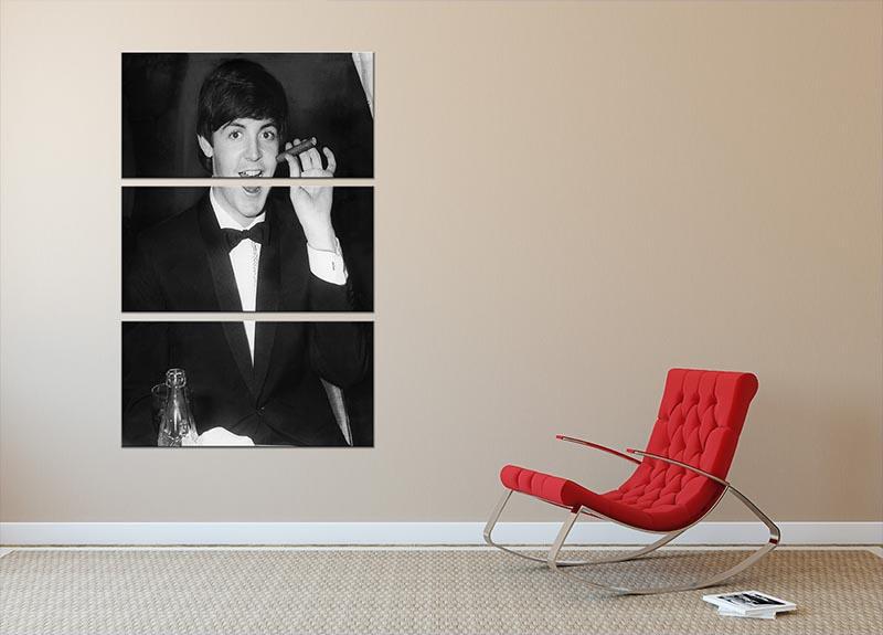 Paul McCartney with a cigar 3 Split Panel Canvas Print - Canvas Art Rocks - 2