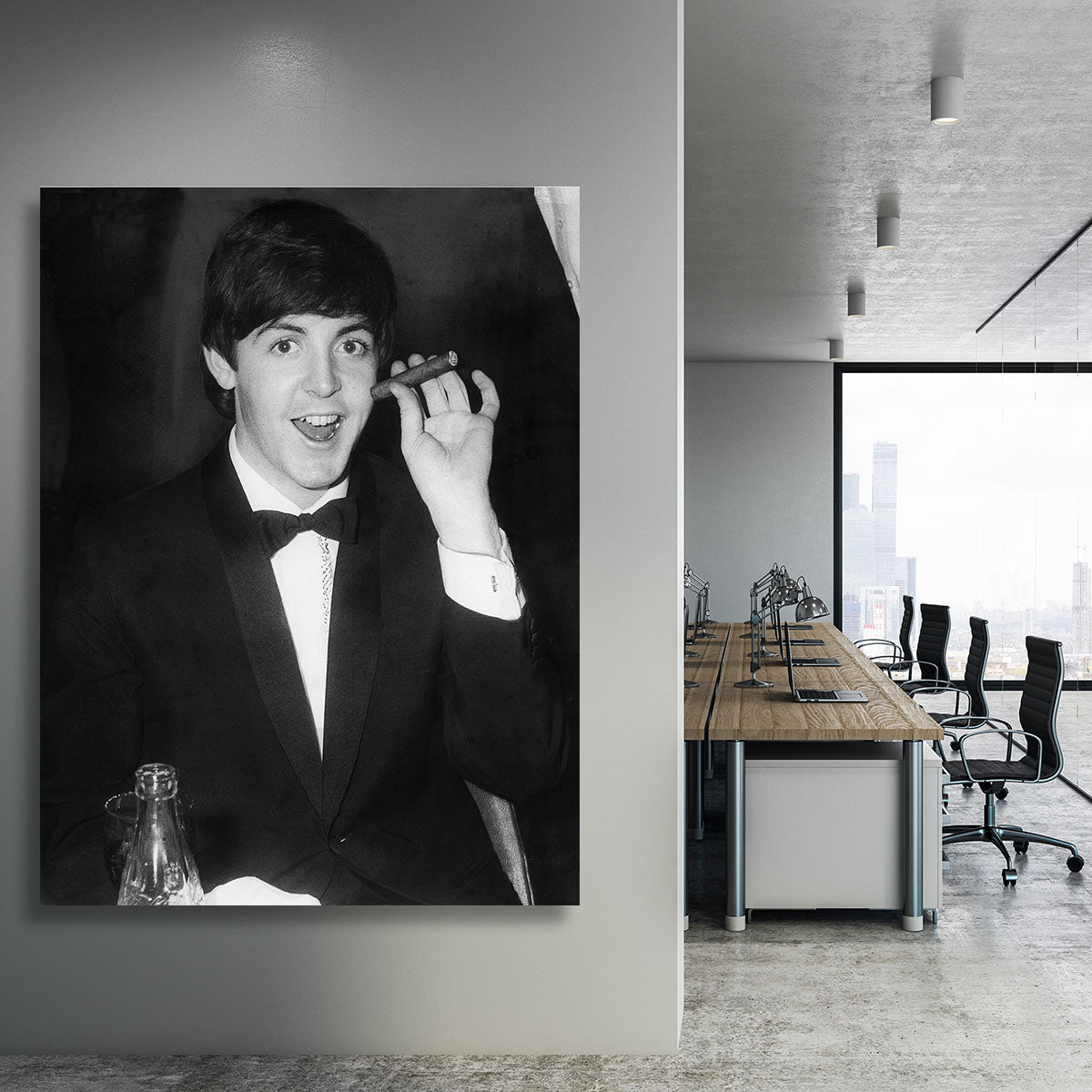 Paul McCartney with a cigar Canvas Print or Poster - Canvas Art Rocks - 3