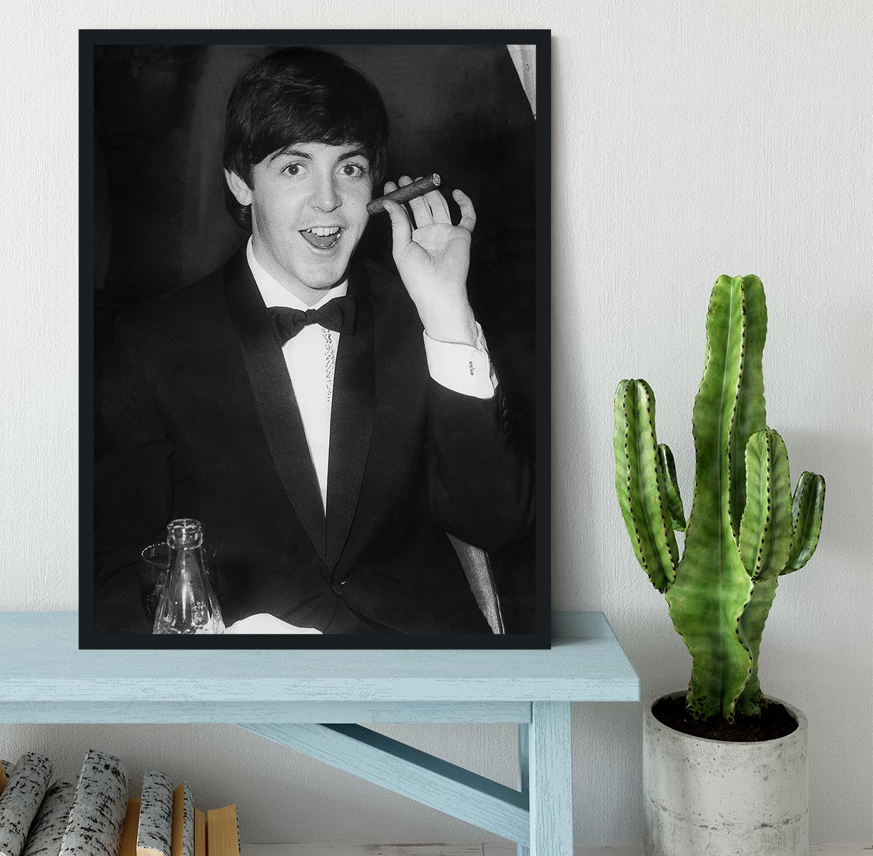 Paul McCartney with a cigar Framed Print - Canvas Art Rocks - 2