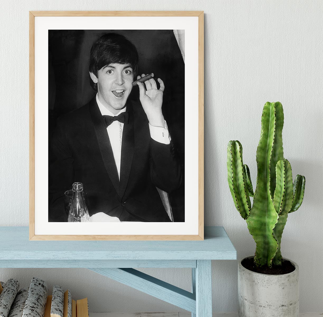 Paul McCartney with a cigar Framed Print - Canvas Art Rocks - 3