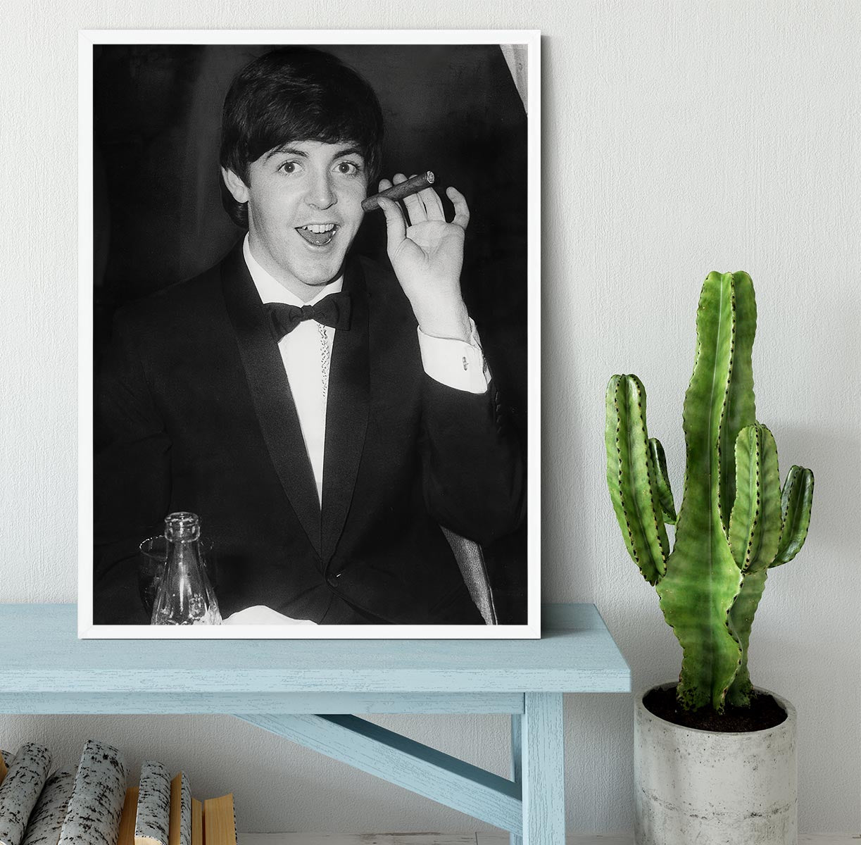 Paul McCartney with a cigar Framed Print - Canvas Art Rocks -6