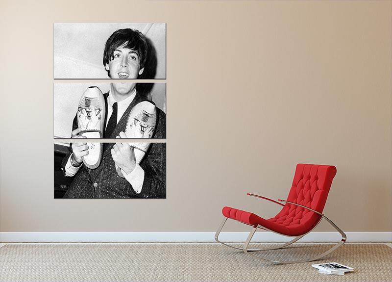 Paul McCartney with a pair of clogs 3 Split Panel Canvas Print - Canvas Art Rocks - 2