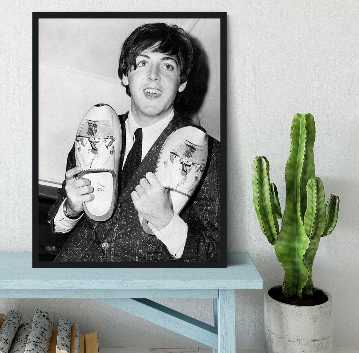Paul McCartney with a pair of clogs Framed Print - Canvas Art Rocks - 2