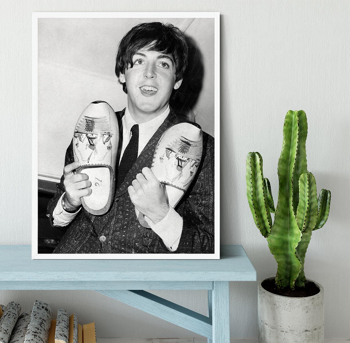 Paul McCartney with a pair of clogs Framed Print - Canvas Art Rocks -6