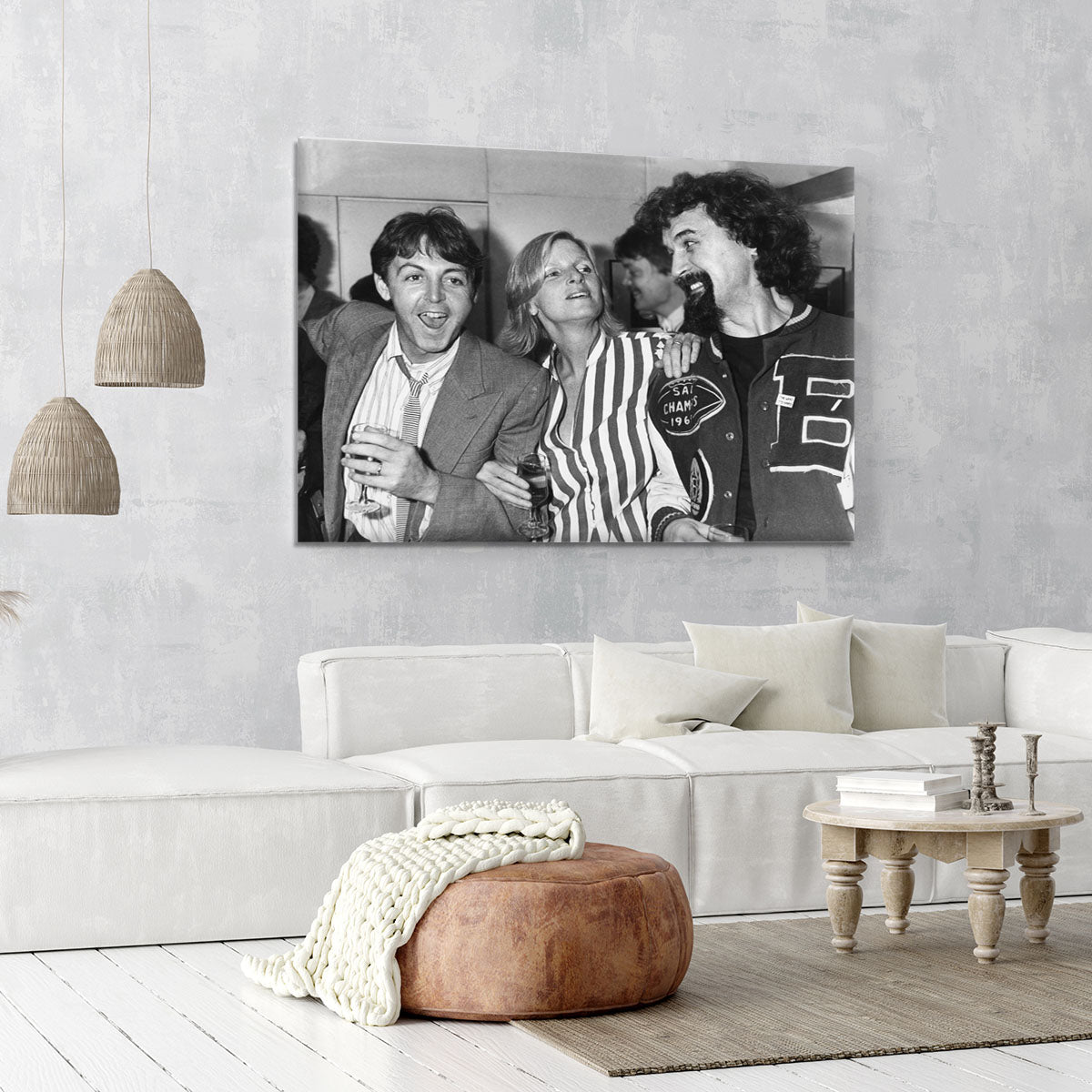 Paul and Linda McCartney with Billy Connolly Canvas Print or Poster - Canvas Art Rocks - 6