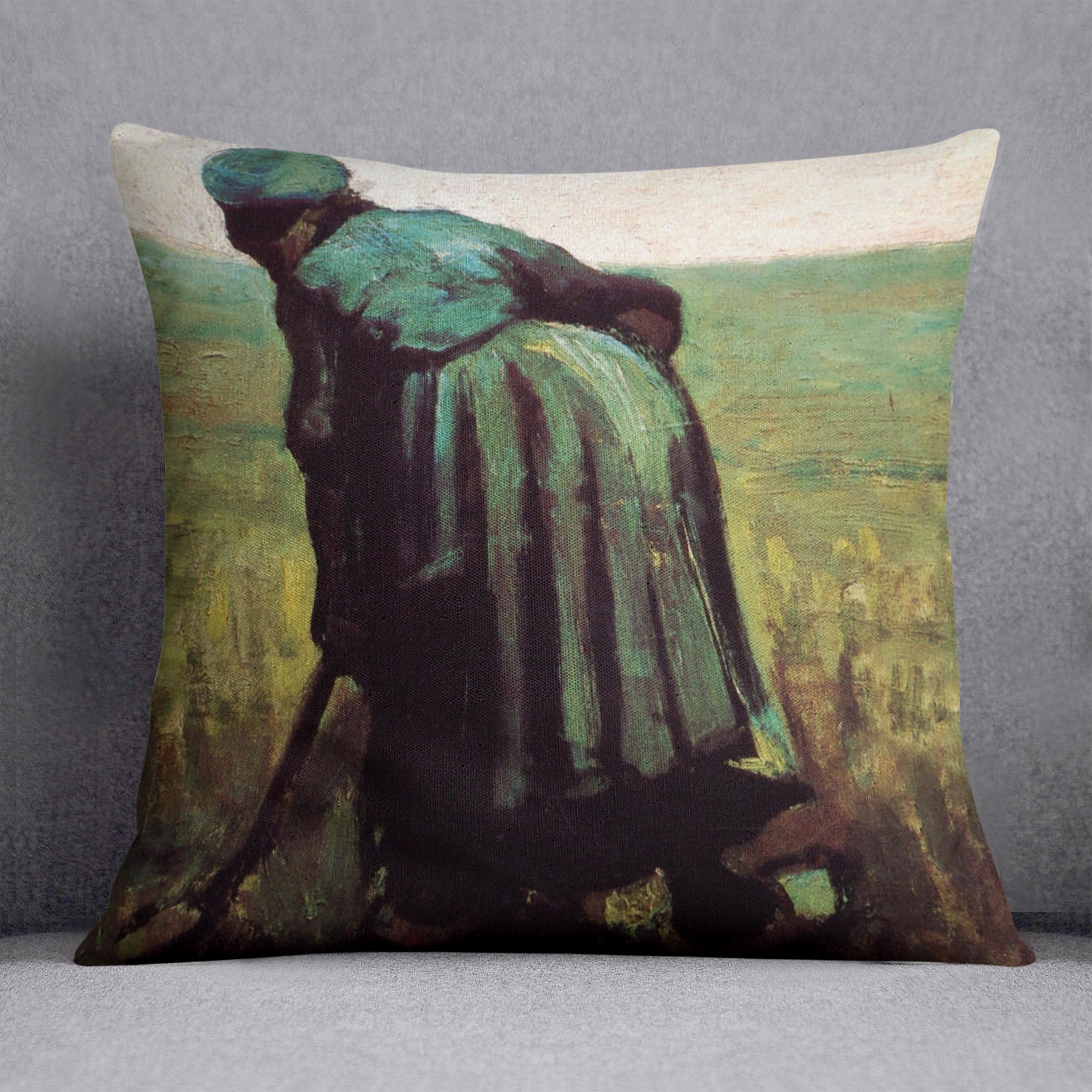 Peasant Woman Digging by Van Gogh Cushion