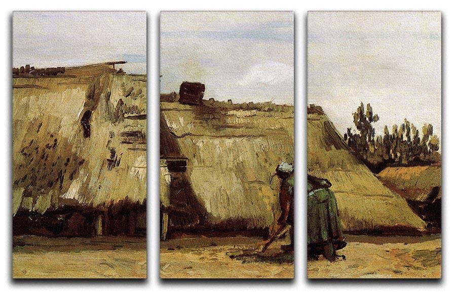 Peasant Woman Digging in Front of Her Cottage by Van Gogh 3 Split Panel Canvas Print - Canvas Art Rocks - 4
