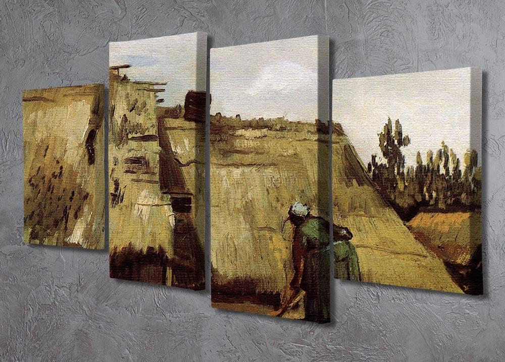 Peasant Woman Digging in Front of Her Cottage by Van Gogh 4 Split Panel Canvas - Canvas Art Rocks - 2