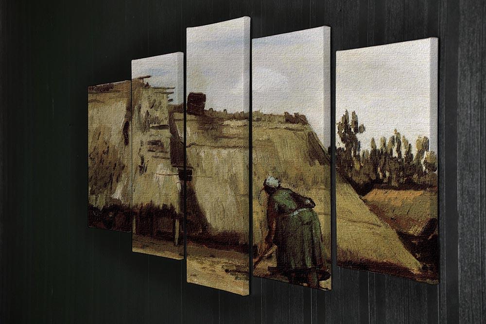 Peasant Woman Digging in Front of Her Cottage by Van Gogh 5 Split Panel Canvas - Canvas Art Rocks - 2