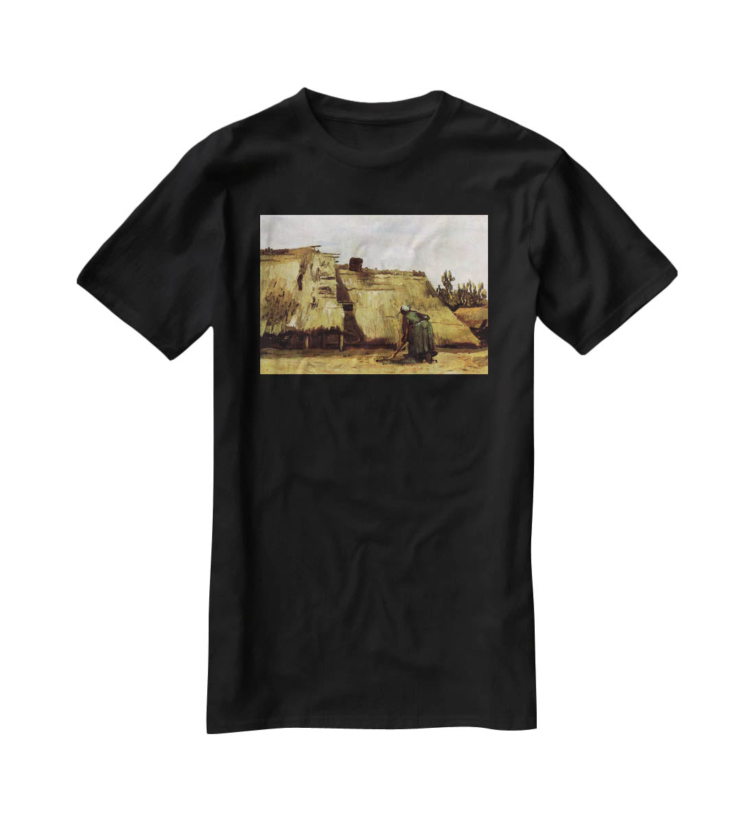 Peasant Woman Digging in Front of Her Cottage by Van Gogh T-Shirt - Canvas Art Rocks - 1