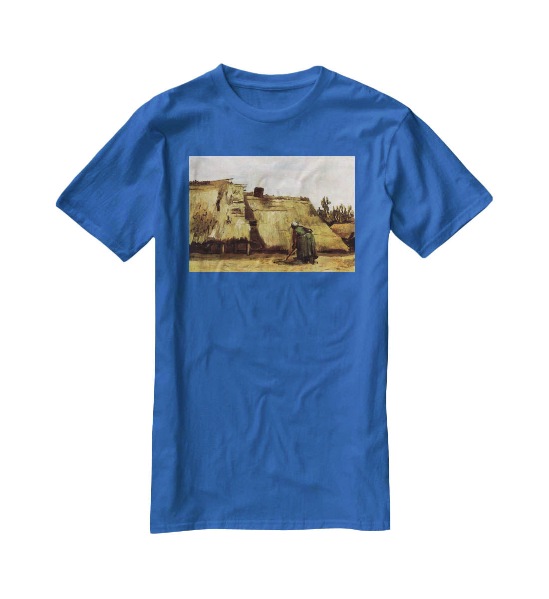 Peasant Woman Digging in Front of Her Cottage by Van Gogh T-Shirt - Canvas Art Rocks - 2