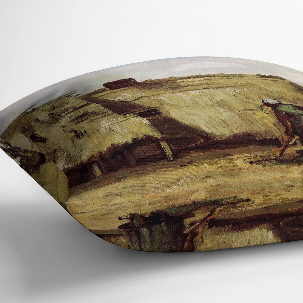 Peasant Woman Digging in Front of Her Cottage by Van Gogh Cushion