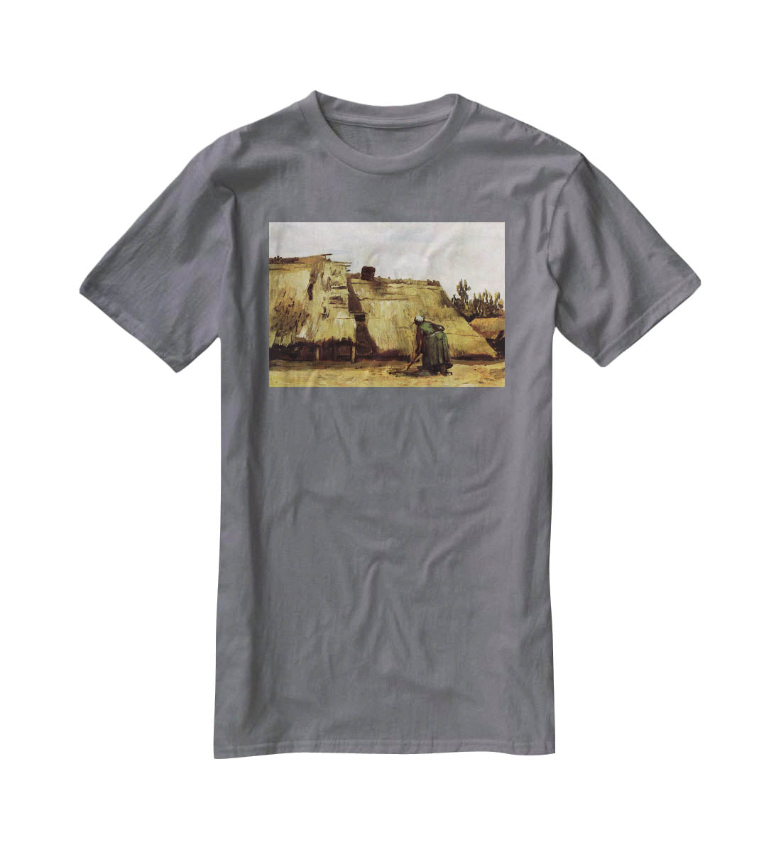 Peasant Woman Digging in Front of Her Cottage by Van Gogh T-Shirt - Canvas Art Rocks - 3