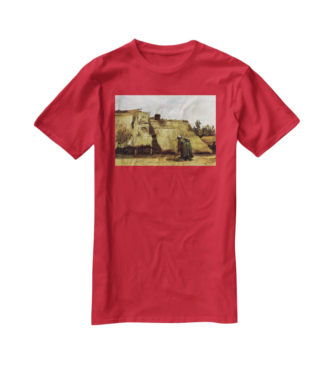 Peasant Woman Digging in Front of Her Cottage by Van Gogh T-Shirt - Canvas Art Rocks - 4