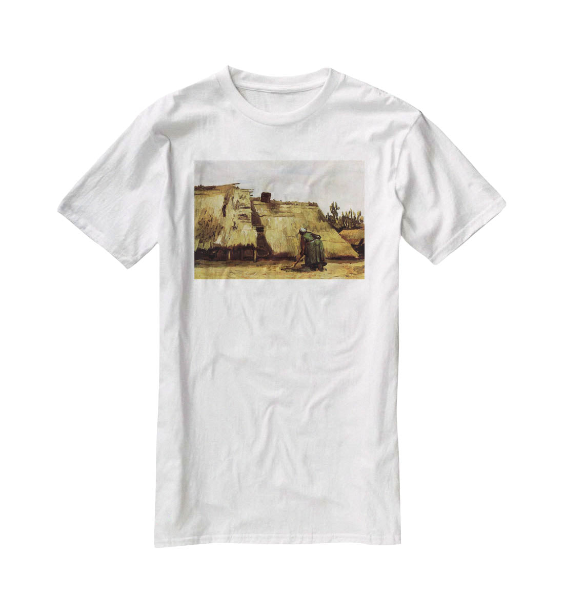 Peasant Woman Digging in Front of Her Cottage by Van Gogh T-Shirt - Canvas Art Rocks - 5