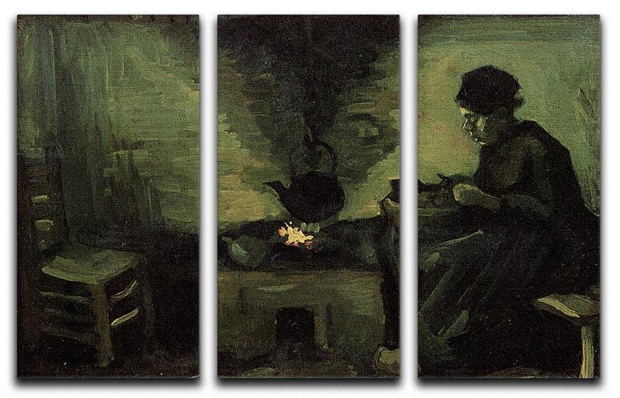 Peasant Woman by the Fireplace by Van Gogh 3 Split Panel Canvas Print - Canvas Art Rocks - 4