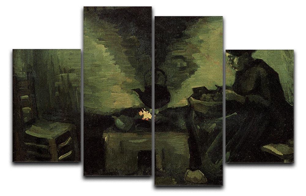 Peasant Woman by the Fireplace by Van Gogh 4 Split Panel Canvas  - Canvas Art Rocks - 1