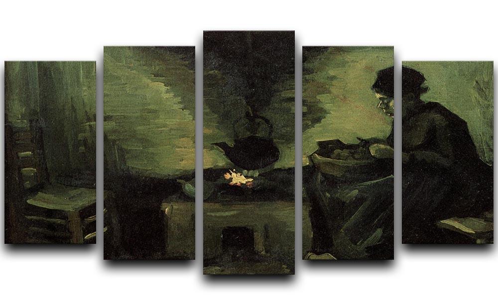 Peasant Woman by the Fireplace by Van Gogh 5 Split Panel Canvas  - Canvas Art Rocks - 1