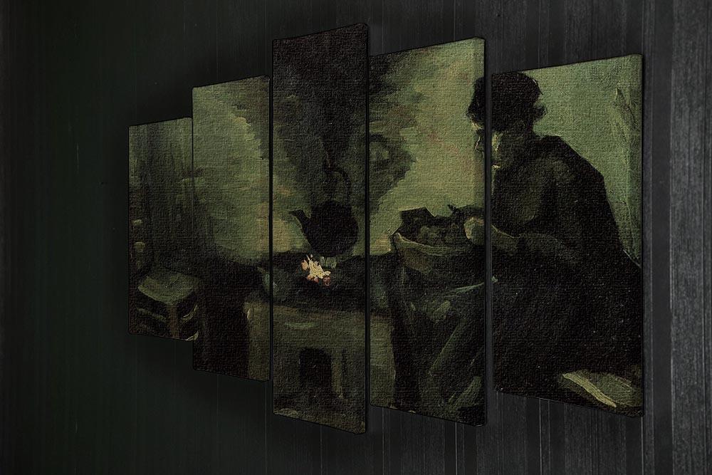 Peasant Woman by the Fireplace by Van Gogh 5 Split Panel Canvas - Canvas Art Rocks - 2