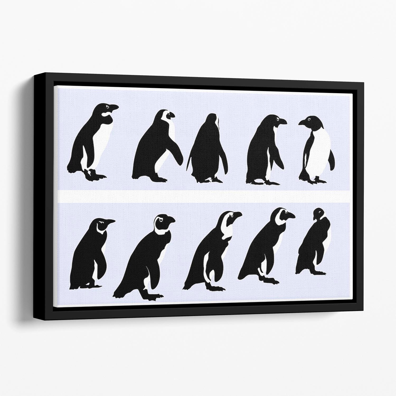 Penguins vector Floating Framed Canvas - Canvas Art Rocks - 1