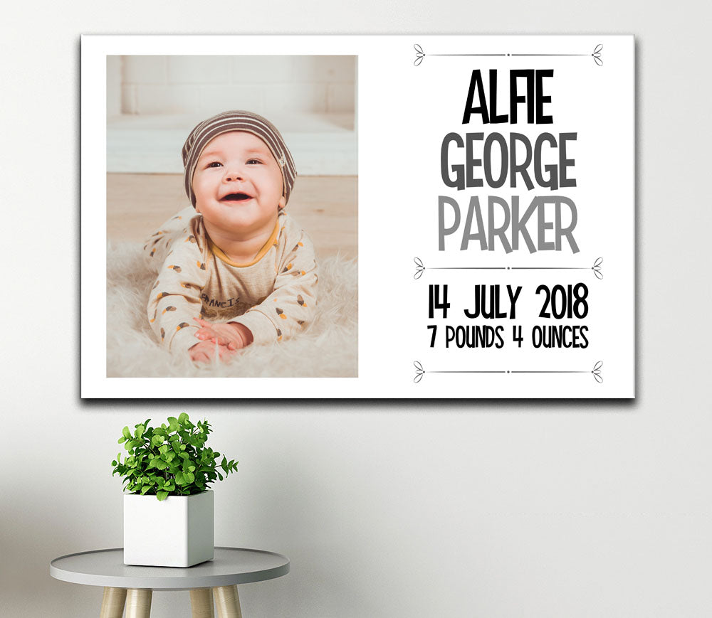 Personalised New Baby 1 Photo Canvas c