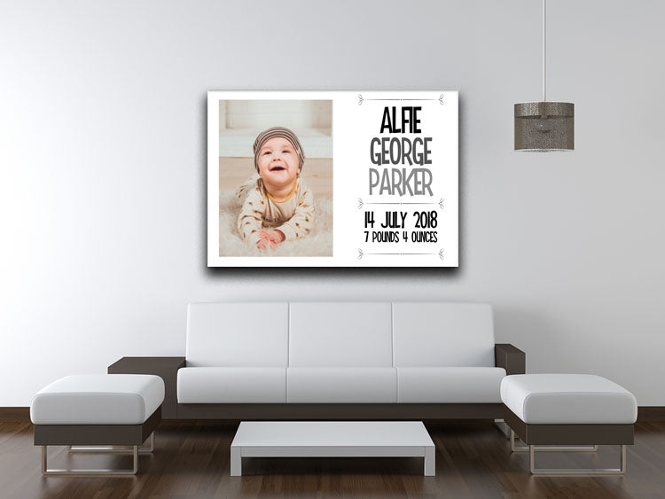 Personalised New Baby 1 Photo Canvas d