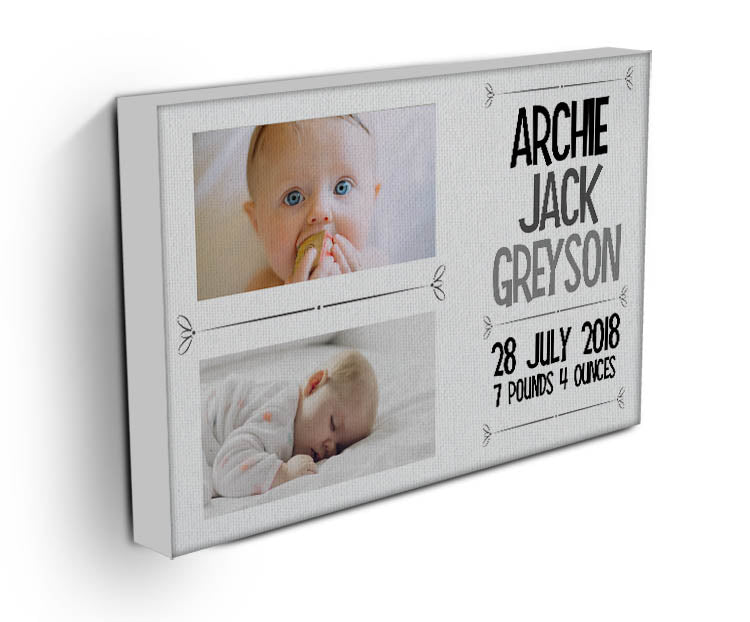 Personalised New Baby 2 Photo Canvas b
