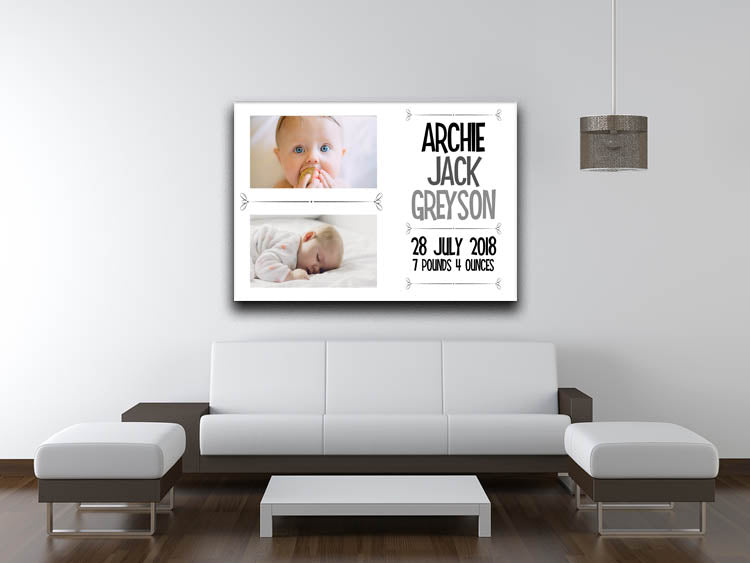 Personalised New Baby 2 Photo Canvas d