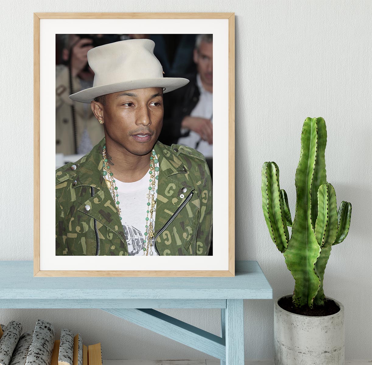 Pharrell Williams in a hat Framed Print - Canvas Art Rocks - 3