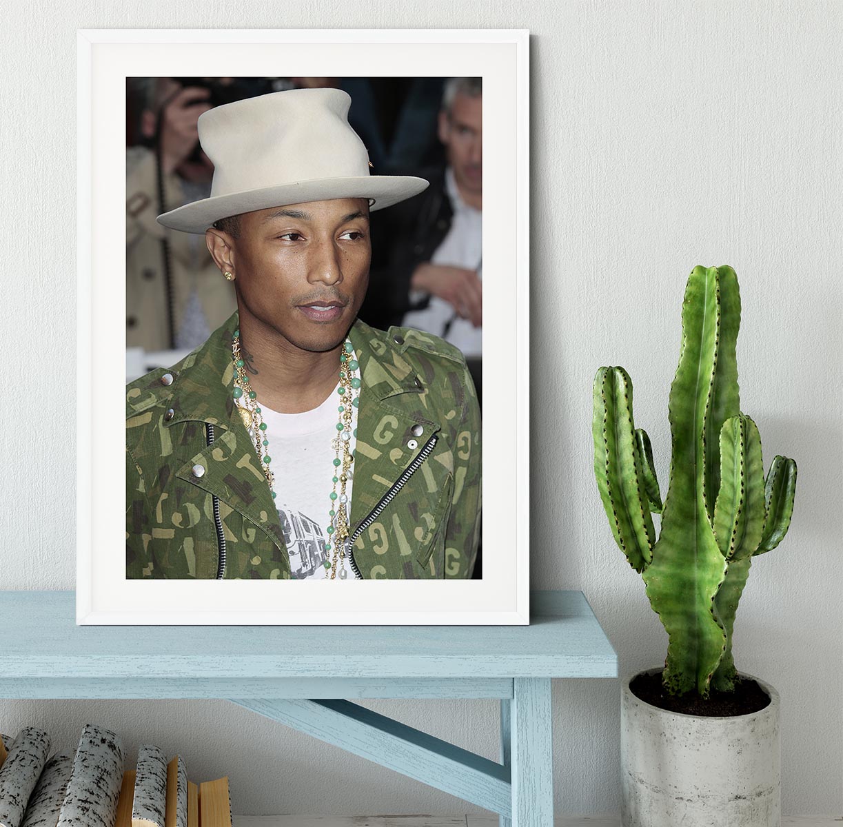 Pharrell Williams in a hat Framed Print - Canvas Art Rocks - 5