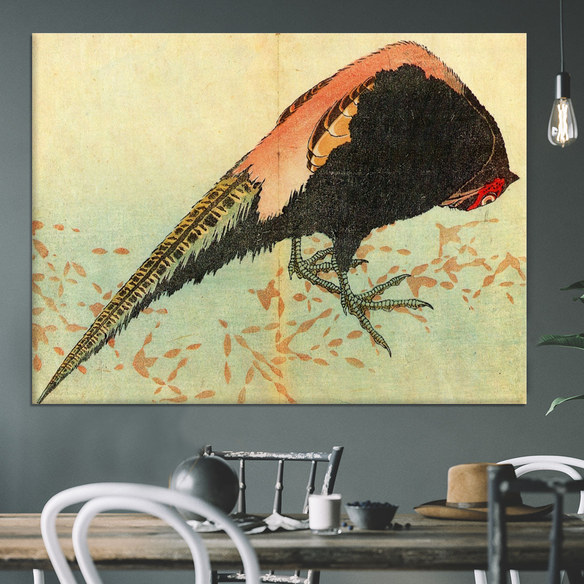Pheasant on the snow by Hokusai Canvas Print or Poster - Canvas Art Rocks - 3