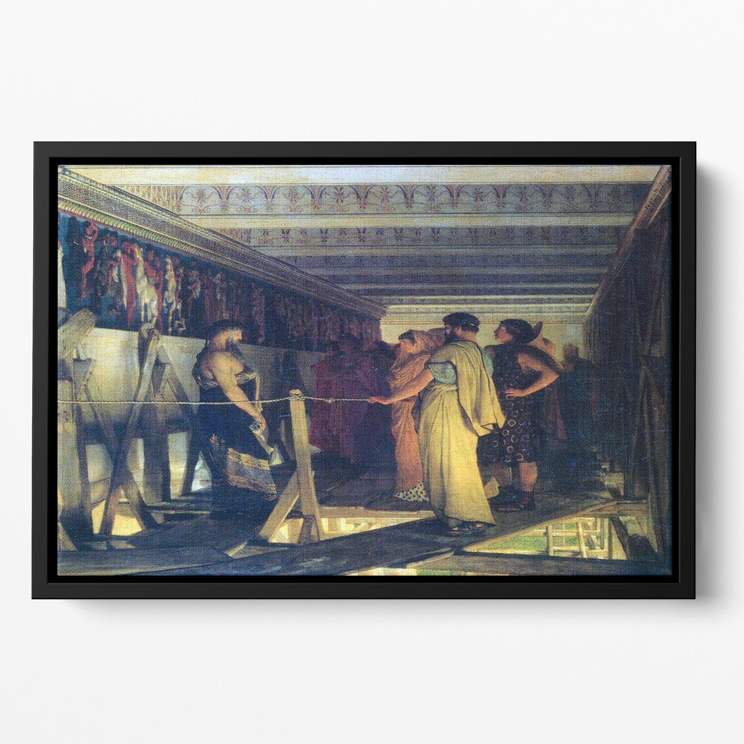 Phidias shows his friends from the Parthenon frieze detail by Alma Tadema Floating Framed Canvas - Canvas Art Rocks - 2