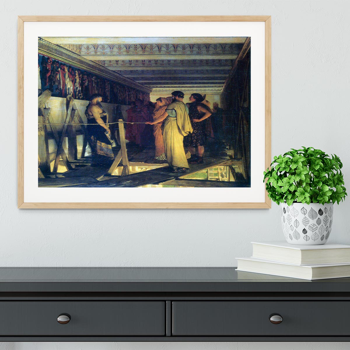 Phidias shows his friends from the Parthenon frieze detail by Alma Tadema Framed Print - Canvas Art Rocks - 3
