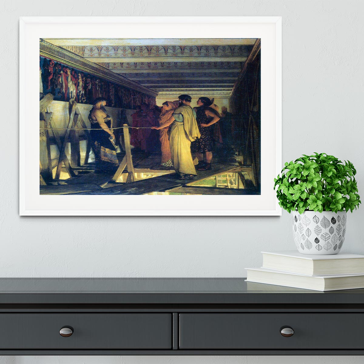 Phidias shows his friends from the Parthenon frieze detail by Alma Tadema Framed Print - Canvas Art Rocks - 5