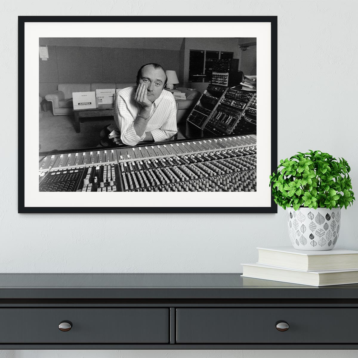 Phil Collins in the studio Framed Print - Canvas Art Rocks - 1