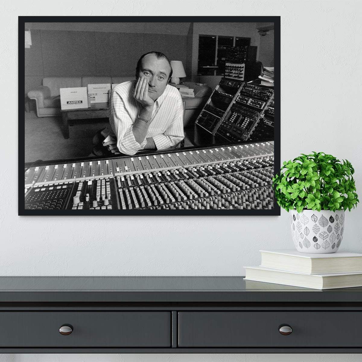 Phil Collins in the studio Framed Print - Canvas Art Rocks - 2