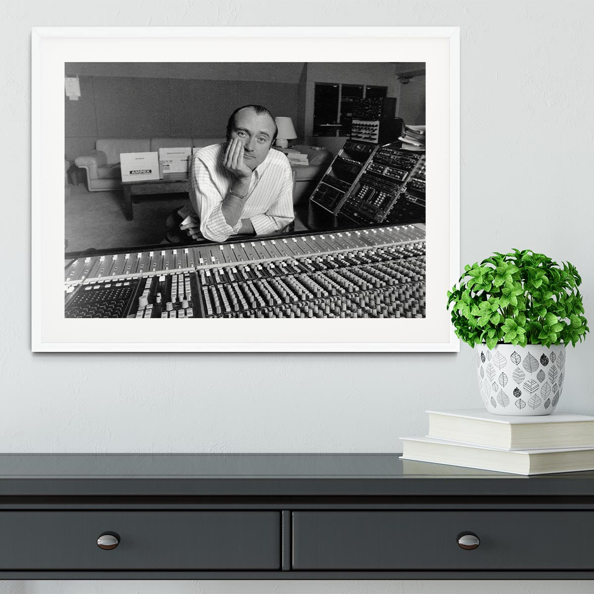 Phil Collins in the studio Framed Print - Canvas Art Rocks - 5