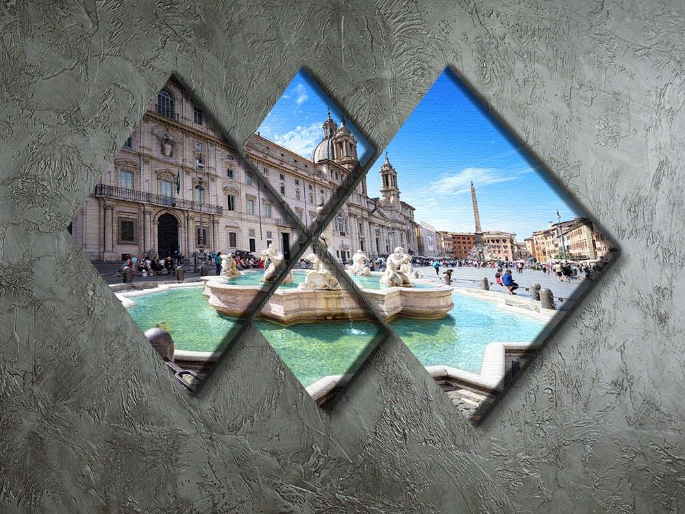 Piazza Navona 4 Square Multi Panel Canvas  - Canvas Art Rocks - 2