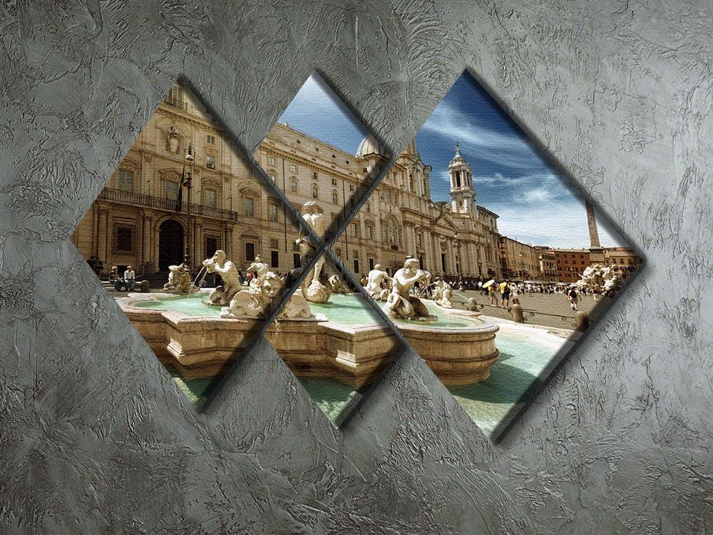 Piazza Navona Rome 4 Square Multi Panel Canvas  - Canvas Art Rocks - 2