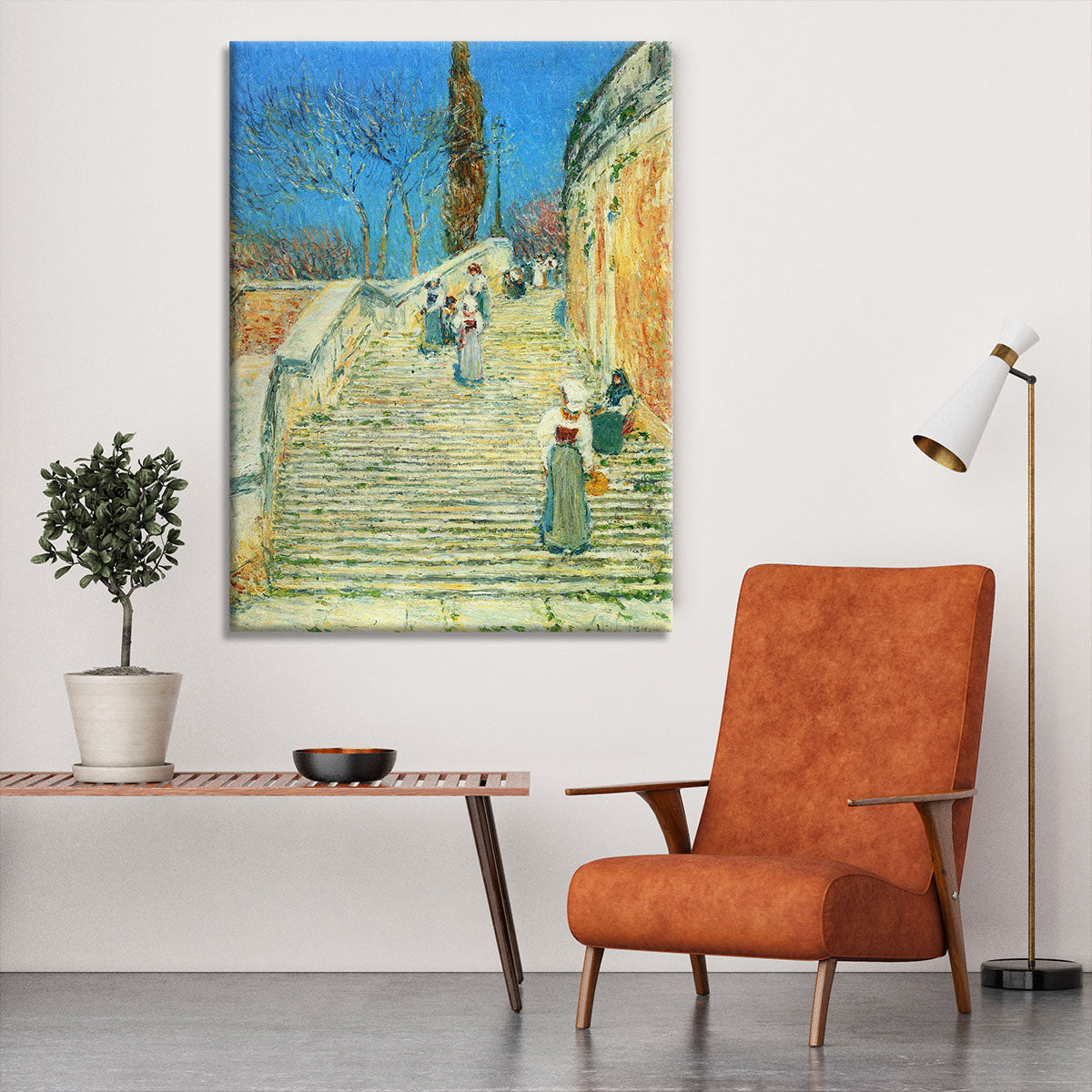 Piazza di Spagna Rome by Hassam Canvas Print or Poster - Canvas Art Rocks - 6