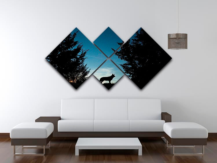 Picture of a wolf dog at dusk. 4 Square Multi Panel Canvas - Canvas Art Rocks - 3