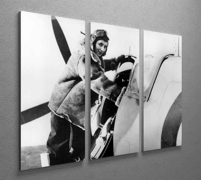 Pilot collecting a Spitfire plane 3 Split Panel Canvas Print - Canvas Art Rocks - 2