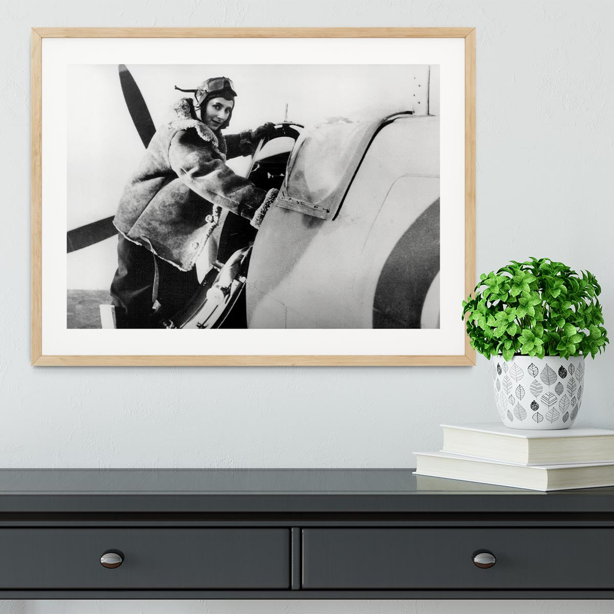 Pilot collecting a Spitfire plane Framed Print - Canvas Art Rocks - 3