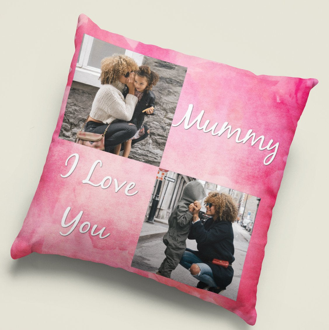 I Love You Watercolour Personalised Cushion Pink