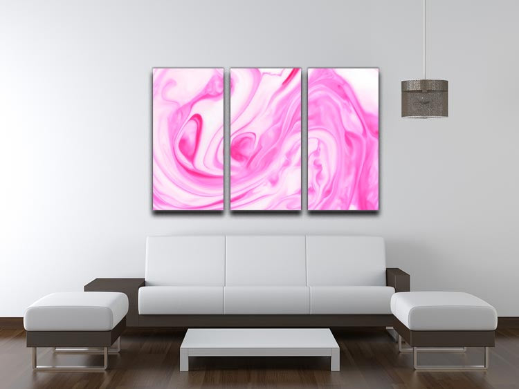 Pink Abstract Swirl 3 Split Panel Canvas Print - Canvas Art Rocks - 3