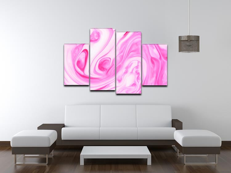 Pink Abstract Swirl 4 Split Panel Canvas - Canvas Art Rocks - 3