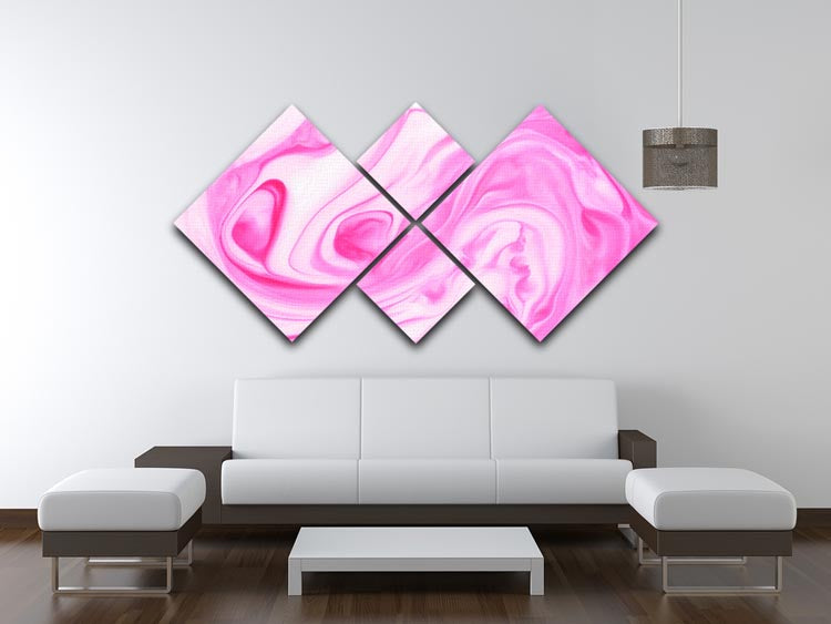 Pink Abstract Swirl 4 Square Multi Panel Canvas - Canvas Art Rocks - 3