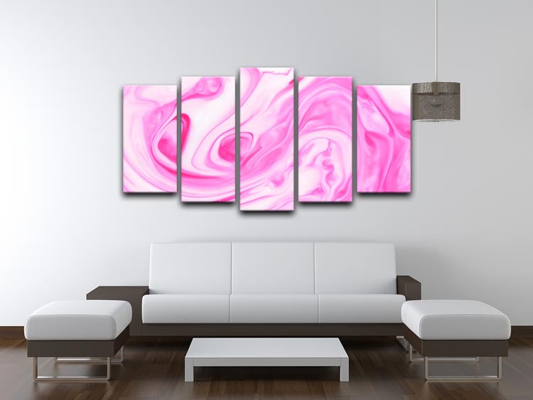 Pink Abstract Swirl 5 Split Panel Canvas - Canvas Art Rocks - 3