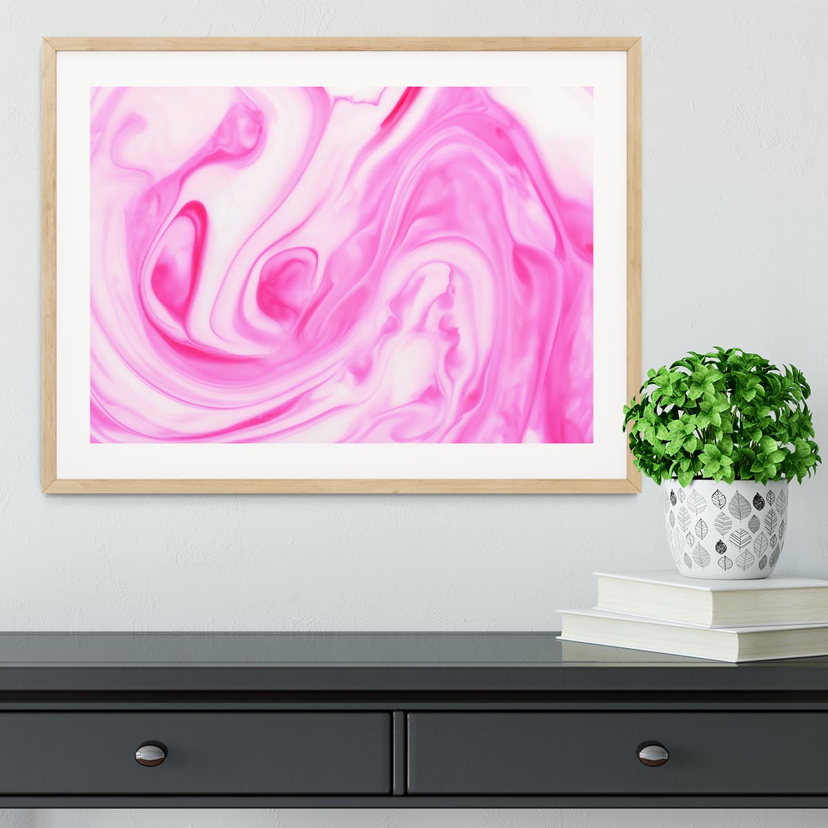 Pink Abstract Swirl Framed Print - Canvas Art Rocks - 3